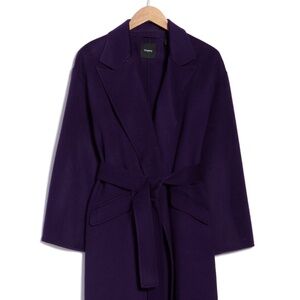 🪻THEORY🪻 Wool Blend Robe Coat rich BlackBerry color